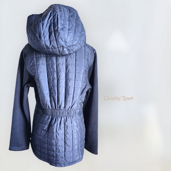 ๐๏ธ๐ท Reebok Poly Woven Quilted full zipped hooded Jacket - Navy Blue - Medium - Picture 16 of 16